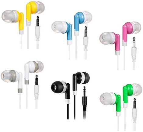 Vibrant 50-Pack Multi-Color Kid’s Wired Earbud Headphones – Hygienic Disposable Design for Classrooms, Libraries & Educational Settings – Comfortable Fit with Universal Compatibility for Tablets & Computers – Bulk Wholesale for Enhanced Student Focus and Audio Enjoyment