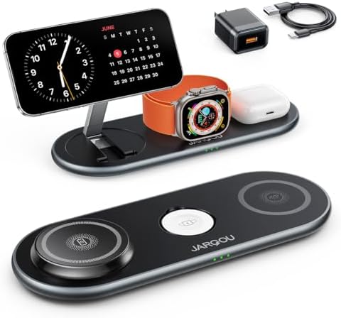 Ultimate 3-in-1 Magnetic Charging Station for Apple Devices – Fast, Foldable Dock for i Phone 12-16, Apple Watch, and Air Pods (Black) – Streamline Your Charging Experience with Enhanced Speed and Safety Features