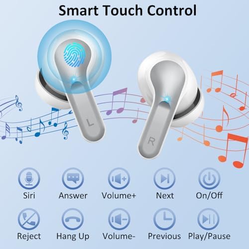 Premium Bluetooth 5.3 Wireless Earbuds with Deep Bass and Enhanced Noise Cancelling – Mini Sport Earphones with 40 Hours Playtime, USB-C Charging Case, and Dual LED Display for Ultimate Connectivity and Sound Clarity