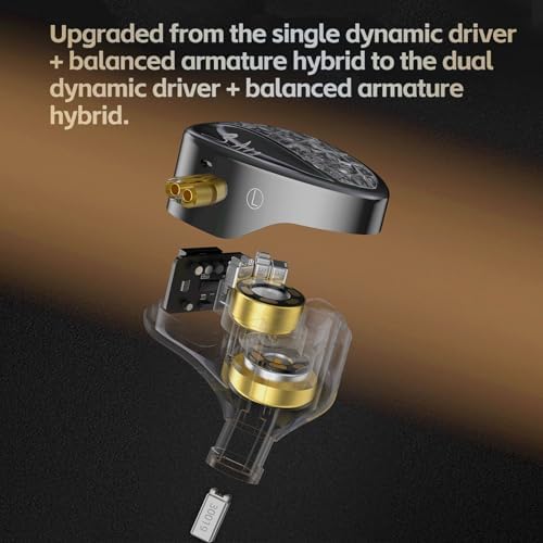KZ ZA12 Hybrid Driver In-Ear Monitors – Premium Audiophile Earphones with 2 Dynamic & 4 Balanced Armature Drivers for Superior Sound Clarity, Customizable Detachable 2-Pin Cable, Ergonomic Comfort Fit for Long Listening Sessions, Perfect for Gamers & Music Enthusiasts, High-Fidelity Mic for Enhanced Communication Quality