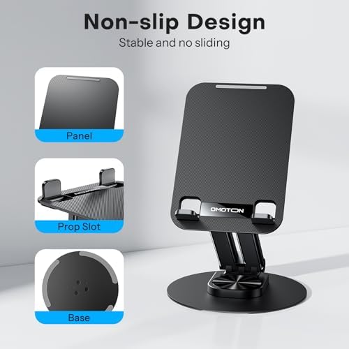 OMOTON Adjustable Tablet Stand for i Pad – Versatile Portable Holder for 4-15.6″ Devices, Ideal for Enhanced Viewing Comfort and Productivity, Compatible with i Pad Pro, Air, Mini & Kindle – Perfect for Home, Office, and Travel Use