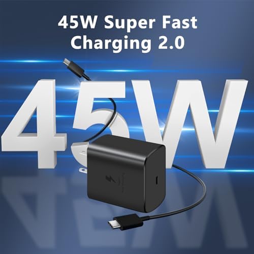 Ultra-Fast 45 W USB-C Charger with 6 FT Cable for Samsung Galaxy S25/S24/S23/S22 Series – High-Power Charging Block for Tablets & Smartphones with Safety Features, Compact Design, and Enhanced Compatibility for Quick Device Recharge