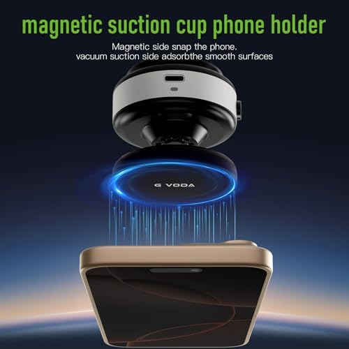 Vacuum Magnetic Phone Stand, Upgraded 360° Adjustable Stable Magnetic Suction Cup Phone Holder, Vacuum Magnetic Phone Holder Fit for with iPhone 16e 16 Pro Max 15 14 13 12 – Enhanced Compatibility and Speed
