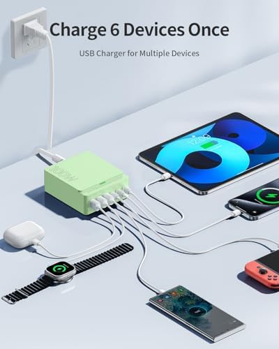 Revolutionize Your Charging Routine with the 100 W Ga N 6-Port USB C & A Power Station – Ultimate Fast Charging Hub for i Phone, i Pad, Samsung, and Android Devices – Compact Cube Design with Smart Power Management for Efficient Multi-Device Charging Solutions