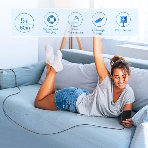 Rapid Charge USB C Power Adapter for Samsung Galaxy | 5 FT Heavy-Duty Type C Cable for A14, A54, A03 S, A13, A15, A16 5 G, A53, A23, A34, A24 | Exceptional Durability and High-Speed Performance for On-the-Go Lifestyles | Essential Charging Solution for Android Devices