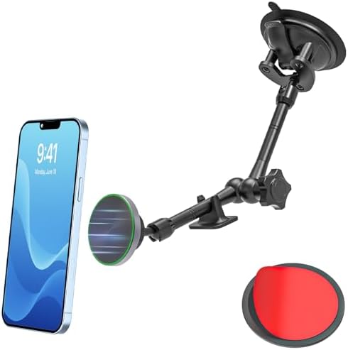 Premium Adjustable Magnetic Car Tablet Holder with 360-Degree Rotation – Versatile Vacuum Suction Mount for i Pad Pro, Air, Mini & Galaxy Tab – Customizable Hands-Free Navigation & Entertainment for 4-11″ Devices – Ultimate Stability and Accessibility for Safe Driving