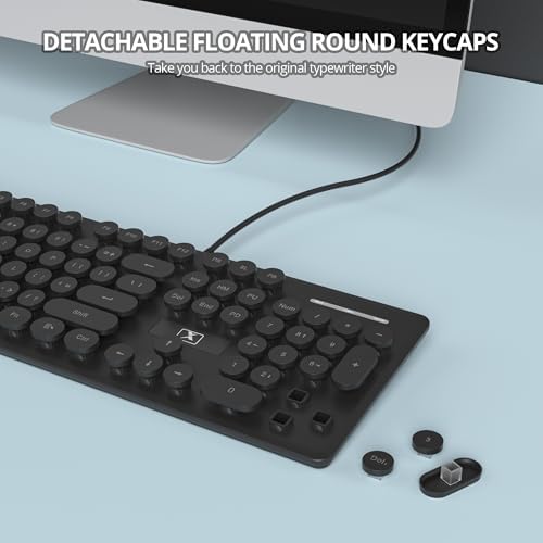 Vintage-Inspired Retro Typewriter Coffee Keyboard – Full-Size 104 Keys with LED Backlighting | Sleek & Silent Wired Membrane Design for Home & Office | Enhanced Compatibility for PC, Laptop, and Desktop Use | Elevate Your Workspace Aesthetics and Productivity