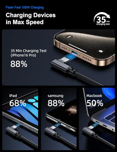 10 FT 90 Degree Right Angle USB C Male to Female Extension Cable – High-Speed USB 3.1 Gen 2, 10 Gbps Data Transfer, 100 W Power Delivery, 4 K Video Ready, Ideal for Mac Book Pro, i Pad Pro, Nintendo Switch, Dell XPS, Surface Go, PSVR2, and i Phone 15 – Ultimate Flexibility and Enhanced Durability for All Your Device Connections