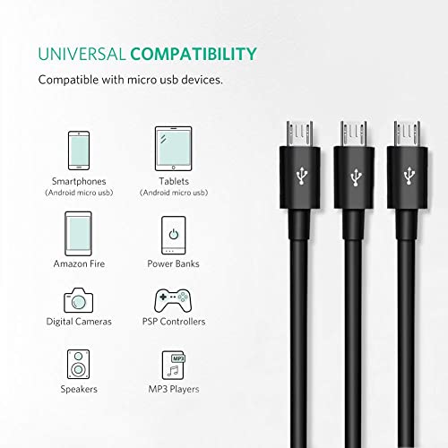 Herfair 6-Way Micro USB Splitter Cable – 4.92 FT Multi Charging Cord for Enhanced Device Connectivity and Fast Data Transfer – USB 2.0 Type A Male to 6 Micro USB Male Adapters – Universal Compatibility for Smartphones, Tablets, and More