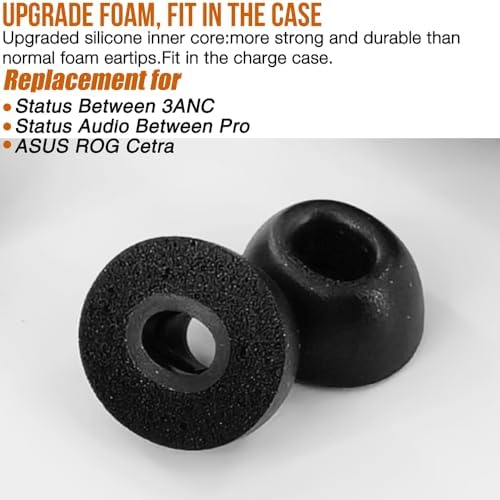 Ultimate Comfort Memory Foam Eartips for Status Audio Between Pro & ASUS ROG Cetra – Enhance Sound Isolation & Listening Experience with Custom Fit Replacement Ear Pads