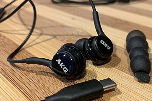 SAMSUNG AKG USB Type C In-Ear Headphones: Unmatched Audio Clarity & Durability with Braided Cable, Built-In Remote & Mic – Perfect for Galaxy A Series Devices, Includes Elegant Velvet Pouch for Ultimate Portability – Designed for Music Enthusiasts and Professionals