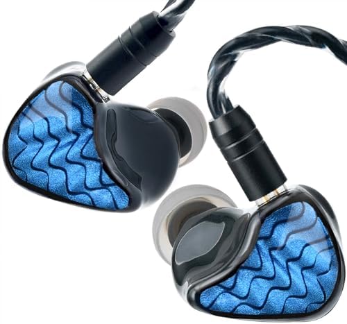 QOA Celest Blue Wyvern Hi-Fi In-Ear Monitors: Premium 10 mm Dynamic Driver Earbuds with Detachable 2-Pin Cable for Ultimate Sound Quality, Ergonomic Comfort, and Effective Noise Cancellation – Perfect for Musicians, Gamers, and Audiophiles Demanding Superior Audio Experience