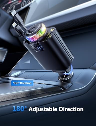 Experience Ultimate Comfort on the Road with the Starlight 5-in-1 Retractable Car Charger & Aromatherapy Diffuser – Fast Charging for i Phone 16/15 and More, Dual USB-C Cables, and a Soothing Essential Oil Atmosphere for Enhanced Relaxation.