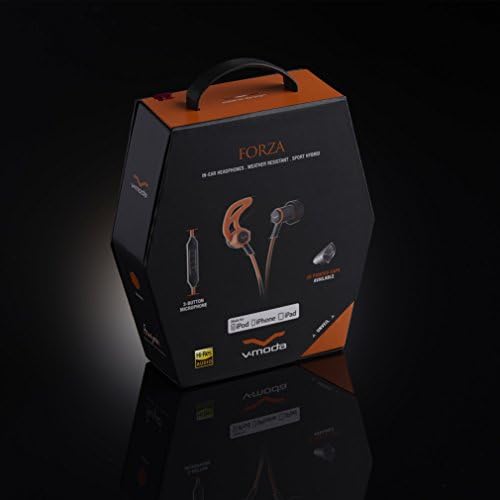 V-MODA Forza Hybrid Sport Earbuds – Premium In-Ear Headphones for Samsung & Android with 3-Button Remote, Noise Isolation & Sweat Resistance – Stylish Orange Accents for Active Lifestyles