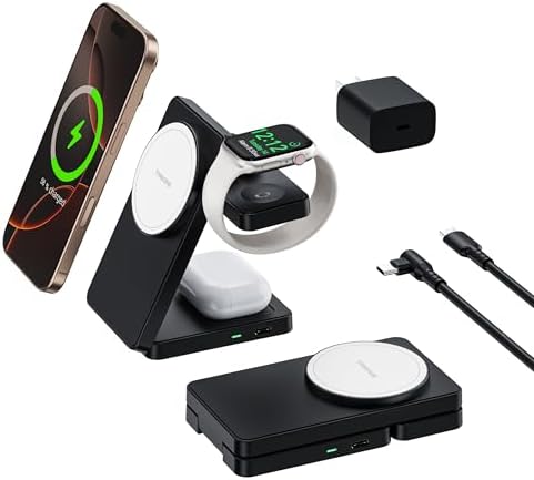 All-in-One 3-in-1 Charging Station for i Phone 16/15/14/13/12 Series – Fast Wireless Charger for Apple Watch and Magnetic Air Pods Stand in Playful Panda Color – Ultimate Travel Companion for Seamless Device Charging