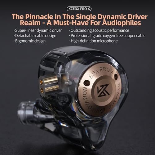 KZ EDX Pro X Hi-Fi In-Ear Monitors – Superior Sound Engineering for Audiophiles, DJs, and Vocalists – Deep Bass Precision with Customizable Detachable Cables – Ergonomically Crafted for Ultimate Comfort and Device Versatility – Experience Elevated Listening with Lightweight Design and Noise Isolation