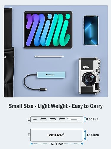 Lemorele 7-in-1 USB C Hub Adapter: Unleash Ultimate Connectivity with 4 K HDMI Output, 100 W Power Delivery, and High-Speed Data Transfers – Sleek Blue Multiport Dongle for Mac Book, Chromebook, Dell, HP & Lenovo Users Seeking Enhanced Performance and Style