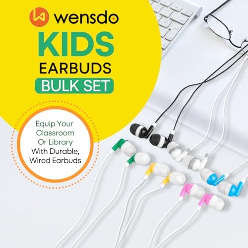 Affordable 60-Pack Kids Earbuds – Robust Wired Headphones with 3.5 mm Jack for Enhanced Learning and Play, Vibrant Color Selection for Classroom Engagement, Lightweight Build with Tangle-Free Cord for Optimal Comfort and Efficiency