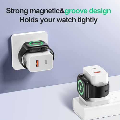 20 W PD 3-in-1 Fast Charger for Apple Watch, i Phone & Air Pods – Magnetic Wireless Charging Station with Dual USB Ports – Compact USB-C Wall Charger for Ultimate Portability and Enhanced Device Compatibility