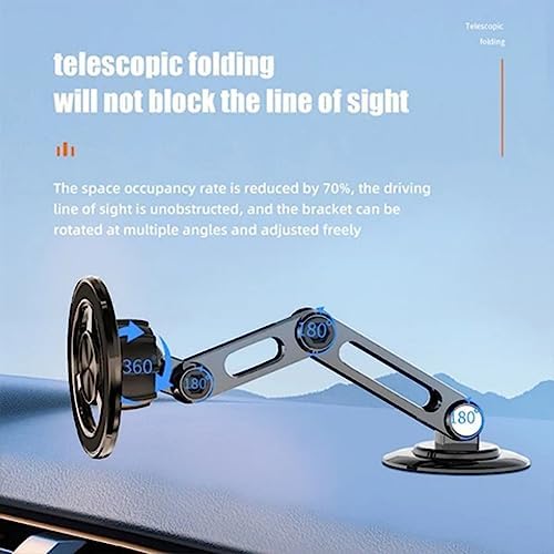 FULLIKES Magnetic Car Phone Mount – Enhanced Mag Safe Compatibility with Adjustable Arm for Optimal Positioning, Hands-Free Accessory for Safe Driving, Robust Magnetic Grip for All Road Conditions, Ideal Gift for Tech-Savvy Drivers