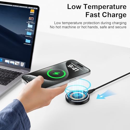 15 W Qi Wireless Charging Pad for Fast Charging – Compatible with i Phone 15/16/14/13/12, Samsung Galaxy S23/S24/S25/S21/S20, Google Pixel 9/8 XL, and Moto Edge – Sleek, Portable Design with Intelligent Overheating Protection and Non-Slip Surface for Hassle-Free Power Solutions