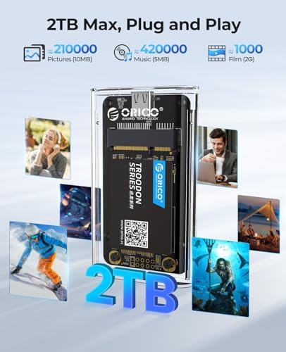 Transform Your Data Storage with ORICO USB 3.0 m SATA SSD Enclosure – Lightning-Fast 5 Gbps Transfer Speeds, Seamless Compatibility, and UASP Trim Support for Up to 2 TB SSDs – Portable Transparent Design for Effortless Access and Monitoring – Ideal External Adapter for Professionals and Personal Use