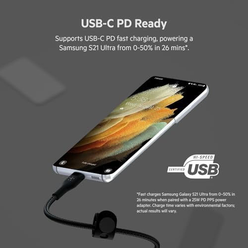 Maximize Your Charging Potential with the Belkin Boost Charge Pro Flex 6.6 ft USB-C to USB-C Braided Charger Cable – Dual Pack for Effortless Connectivity and Long-Lasting Durability – Fast Charge Compatibility with i Phone 16, Mac Book, Galaxy S25, and Nintendo Switch 2 – Tangle-Free Design, USB-IF Certified for Dependable Performance