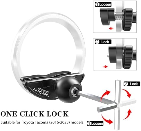 Elevate Your Driving Experience with the Premium Aluminum Smartphone Mount for 2016-2023 Toyota Tacoma – Ultimate Durability and Stability for i Phone & Galaxy Users – Effortless Installation and Secure Grip for Enhanced Navigation and Hands-Free Calls – Must-Have Accessory for 3 rd Gen Tacoma Enthusiasts