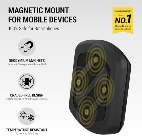Scosche MAG12 V-XCES0 Universal Magnetic Car Phone Holder with USB Charger – Effortless Hands-Free Mounting for i Phone, i Pad, and All Smartphones – Durable Cigarette Lighter Design for Safe Navigation and Charging on the Go