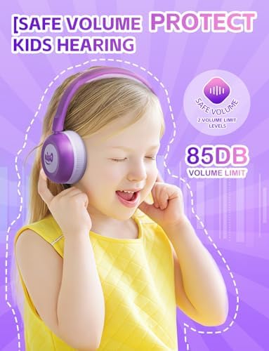 Safe Sound Bluetooth Headphones for Kids – Lightweight Wireless Earphones with 85 d B Volume Limiting for Toddler Hearing Protection – Ideal Twistable Design for School, Travel, and Home Use – Premium Audio Quality with Built-in Microphone for Clear Communication