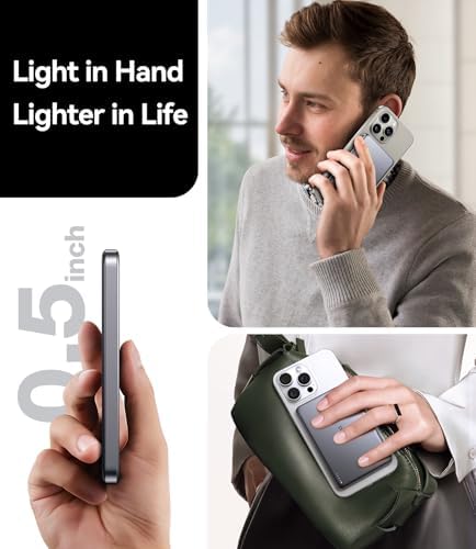 TORRAS Ultra-Slim Magnetic Wireless Power Bank – 10,000 m Ah Fast Charging Portable Charger for i Phone 16/15/14/13/12 in Glacier Gray – Lightweight Design with 22.5 W Quick Charge & USB-C Cable for Ultimate Convenience and Compatibility