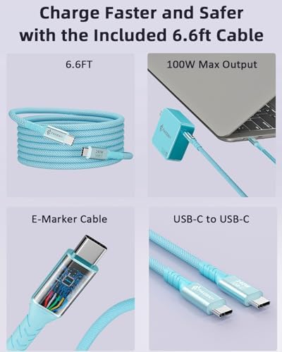 Ultimate PAEBAI+ 100 W USB-C Ga N Fast Charger: Compact, Foldable Wall Adapter for Mac Book Pro, i Phone 15/16, and Diverse USB-C Devices – 6.6 ft Durable Type-C Cable for Rapid Charging – Unmatched Versatility and Safety Features for Efficient On-the-Go Power Solutions