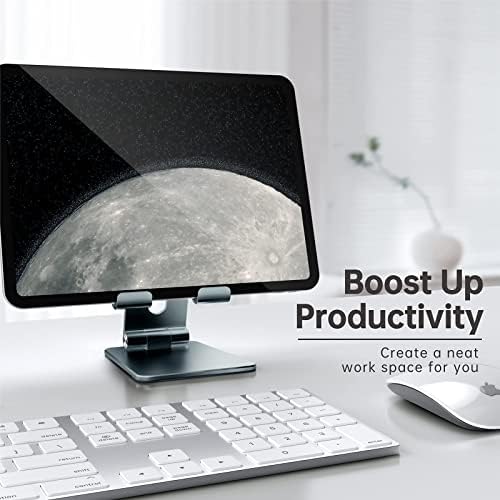 TOPGO Adjustable Cell Phone Stand, [Fully Foldable & Wide Compatibility] Desktop Stand Holder with Charging Port for iPhone, iPad, Kindle, Tablets, Switch – Silver – Enhanced Compatibility and Speed