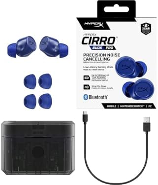 Hyper X Cirro Buds Pro: Premium True Wireless Earbuds with Active Noise Cancellation, Low Latency Gaming, and Bluetooth 5.2 – Versatile IPX4 Sweat-Resistant Design for PC, Nintendo Switch, and Mobile Use – Fast Charging and Ambient Sound Mode for Ultimate Audio Experience