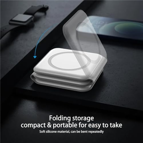 Ultimate 3-in-1 Wireless Charging Station for Apple Devices – Portable Foldable Magnetic Charger for i Phone 16, 15, 14, 13, 12 Pro Max, Air Pods & Apple Watch – Fast 18 W Charging for Enhanced Compatibility and Efficiency