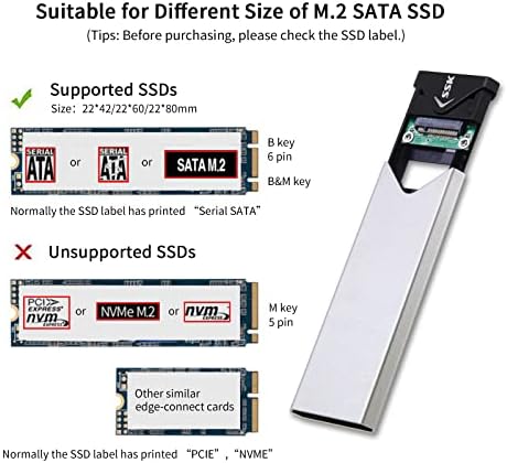 Transform Your Data Storage with the SSK Aluminum USB 3.2 Gen 1 M.2 SATA SSD Enclosure Adapter – High-Speed External Reader for NGFF M.2 Solid State Drives, Durable and Lightweight Design for Optimal Heat Dissipation, Plug-and-Play Convenience, Perfect for Efficient Backup and File Transfers