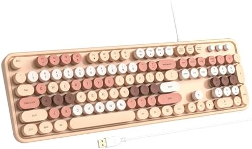 Retro-Inspired Full Size Typewriter Keyboard with Number Pad – Wired USB Keyboards for Windows 7, 8, 10, 11 | Enhance Your Typing Experience with Classic Charm and Modern Efficiency | Perfect for Home and Office Use