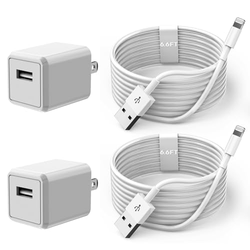 Premium 6 FT Apple MFi Certified Lightning Cable Duo – High-Speed i Phone Charger Cord with USB Wall Adapter for Effortless Charging of i Phone 14/13/12/11/SE 2022/8/7/XS/XR/X & i Pad – Durable, Tangle-Free Design for Optimal Convenience and Versatile Use