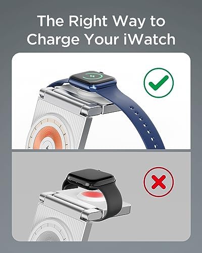 Hohosb Foldable 3-in-1 Magnetic Wireless Charger Station – Premium Zinc Alloy Design for i Phone 15/14/13/12, Air Pods Pro/3/2, and Apple Watch – Mag Safe Compatible, Fast Charging, and Travel-Friendly Solution for All Your Devices (Blue)