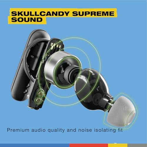 Skullcandy Smokin’ Buds Wireless Earbuds – Premium Bluetooth Headphones with Enhanced Noise Isolation, 20-Hour Playtime, IPX4 Sweat-Resistant Design – Ideal for Fitness Enthusiasts and Seamless Hands-Free Communication on i Phone & Android Devices