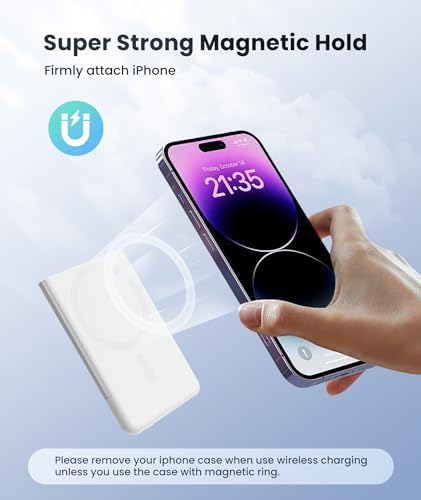 Ultra-Slim 5000 m Ah Magnetic Power Bank – Lightweight Portable Charger with 20 W Fast PD Charging for i Phone 12-16 Pro Max & Air Pods Pro II – Reliable Travel Battery Solution for On-the-Go Power Needs