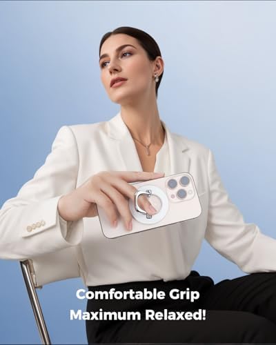 Glitter Silver Magsafe Ring Holder by SUPERONE – Magnetic Phone Grip & Adjustable Stand for i Phone 16/15/14/13/12 Series – Premium Compatibility & Secure Hold for Effortless Use and Stylish Protection