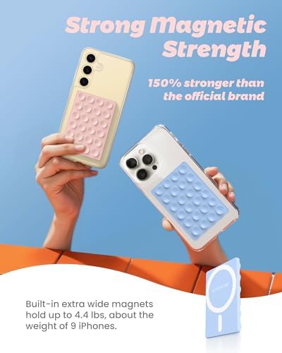 Mag Safe Sticky Octo Suction Buddy Phone Mount – Versatile Hands-Free Magnetic Phone Grip for i Phone | Trendy White Design with Adapter Ring | Unmatched Stability & Convenience for Active Lifestyles | Ideal Gift for Moms and Women Enthusiasts