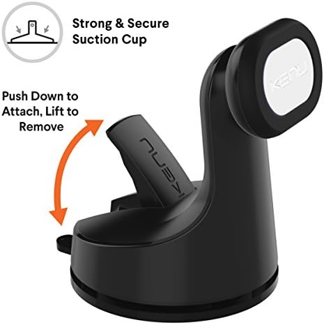 Kenu Airbase 360-Degree Magnetic Car Phone Holder – Versatile Dashboard & Windshield Mount for i Phone, Samsung, and Android Devices – Strong Suction Cup for Stability and Safety on the Road – Effortless One-Handed Operation for Ultimate Convenience