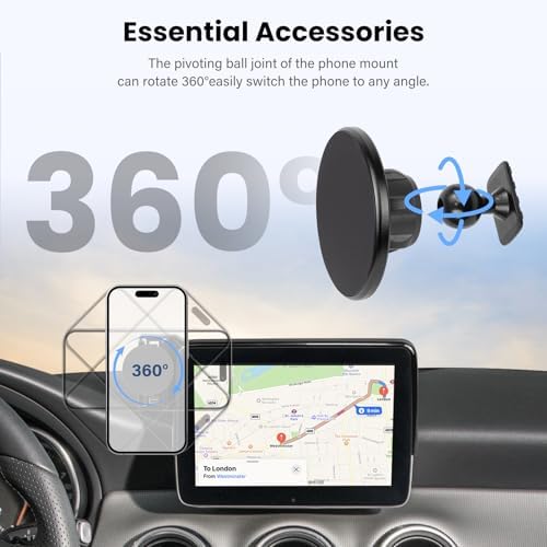 Magnetic Car Phone Holder for Mercedes CLA, GLA, A-Class (2015-2019) – Enhanced 360° Rotating Mount with Mag Safe Compatibility for Safe Navigation and Hands-Free Calling – Ideal for 8-Inch Displays – Elevate Your Driving with Superior Stability and Chic Aesthetics