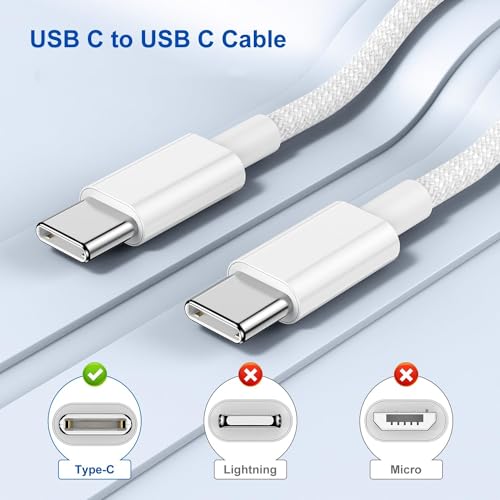 10-Foot USB C to USB C Fast Charging Cable – Durable Nylon Braided Charger for i Phone 15 Pro Max, Mac Book, i Pad, and Samsung Galaxy – Enhanced Speed & Universal Compatibility for Effortless Charging and Data Transfer