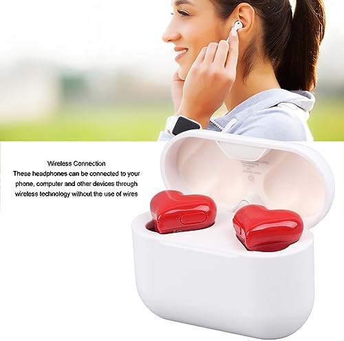 GOWENIC Heart-Shaped Bluetooth Earbuds: Premium Stereo Sound with Advanced Noise Canceling Technology, Stylish and Comfortable Design, Includes 3 Pairs of Customizable Ear Tips for Optimal Fit – Ideal for Phones and Laptops
