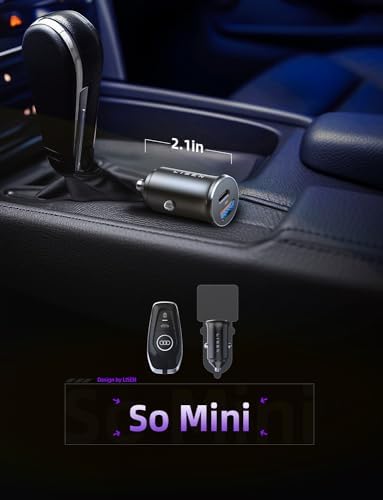 LISEN 95 W USB C Car Charger Adapter – Fast Charging PD65 W Dual Port Cigarette Lighter Charger for i Phone 15 Pro Max, Plus 14 & Samsung Galaxy – Durable All-Metal Design for Ultimate Compatibility and Convenience