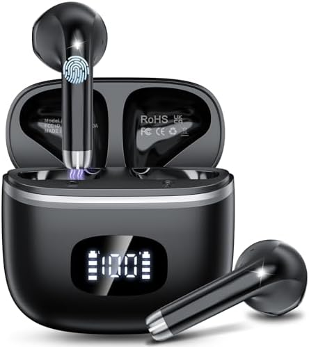 Revolutionary Bluetooth 5.4 Earbuds with 40-Hour Battery Life – Experience Advanced 4 ENC Noise Cancellation, Featherlight Design, and IP7 Waterproof Protection for Ultimate Performance in Active Lifestyles – LED Battery Indicator for Continuous Enjoyment and Exceptional Sound Clarity