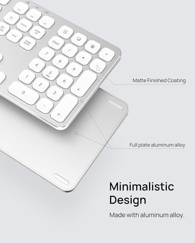 SODI Wireless Aluminum Keyboard for Mac – Full-Size Backlit Bluetooth Keyboard with Numeric Keypad, Rechargeable & Ergonomic Design for Seamless Compatibility with Mac Book, i Mac & i Pad – Elevate Your Typing Experience in Sleek Silver
